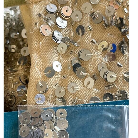 Mac Duggal NEW Size 2 Sleeveless Sequined Midi Sheath Dress 5526 Silver Nude - Picture 8 of 9